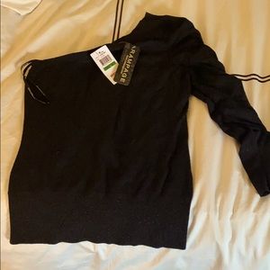 One sleeve black sweater